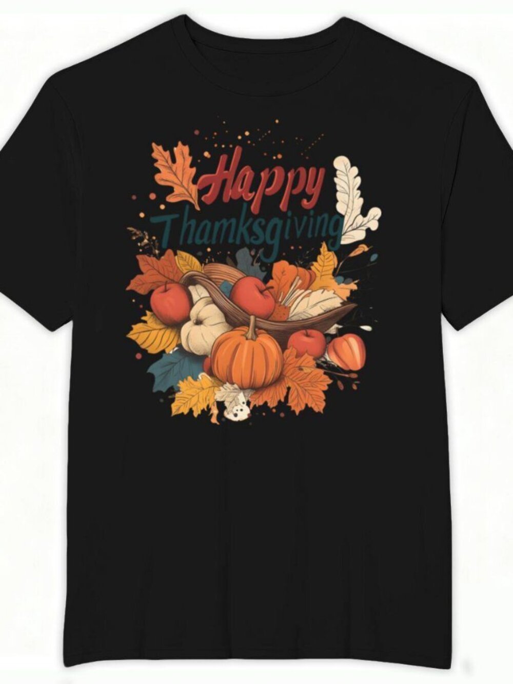 Happy Thanksgiving Harvest Graphic Tee – Pumpkin Apple Fall Leaves T-shirt